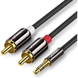 UGREEN Качествен аудио кабел 2xRCA (мъжко) към 3.5mm (мъжко) - Ugreen AV116 2xRCA Male to 3.5mm Male Audio Cable (100 см) (10749)