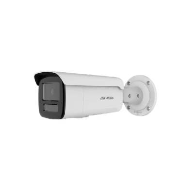 4 MP Acusense Smart Hybrid Light Fixed Bullet Network Camera, 4 mm, F1.6, IR, Бяла светлина до 80m, H. 265+, IP67, вграден микрофон, вграден слот за карта с памет (до 512GB), 12Vdc/PoE 11W (ds-2cd2t43g2-4li)