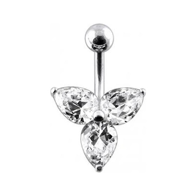 Šperky4U stříbrný piercing do pupíku kytička BP01023-C