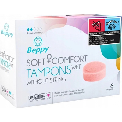 Beppy Soft + Comfort Wet Tampons měkké tampony bez šňůrky 8 ks