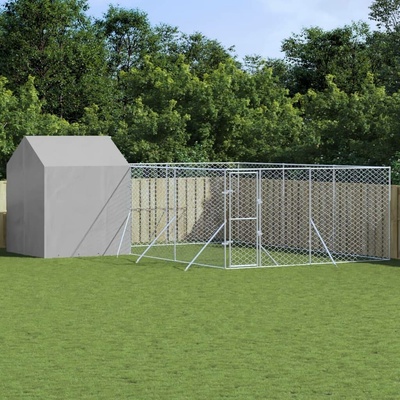 vidaXL Venkovní psí kotec se střechou a bočními stěnami stříbrný 600 x 600 x 250 cm ocel 9799.3190479