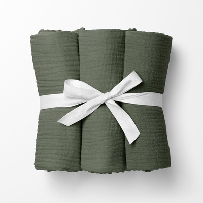 Biante Mušelínová plena/dečka Nature MSN-076 Zelená khaki 70x70 cm 3 ks