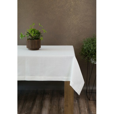 Takoy Bílý ubrus STELLA 2, 145x400 cm, z látky s plátěnou strukturou a dvojitým lemem.-HF-390430 | 145 x 400 cm
