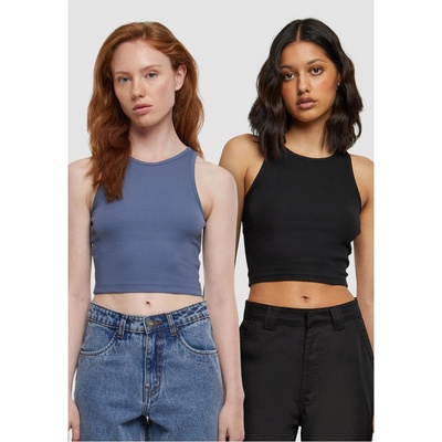 Urban Classics 2 Броя Дамски Потници Ladies Cropped Rib Top 2-Pack vintageblue+black XXLUB-TB1498A-14070 - Камуфлаж, размер XL