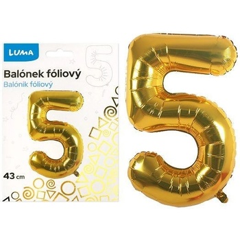 LUMA Balonek foliový č.5 zlatý 43cm
