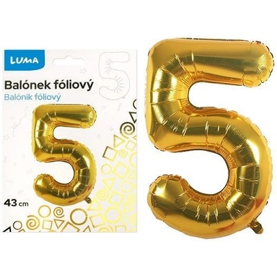 LUMA Balonek foliový č.5 zlatý 43cm