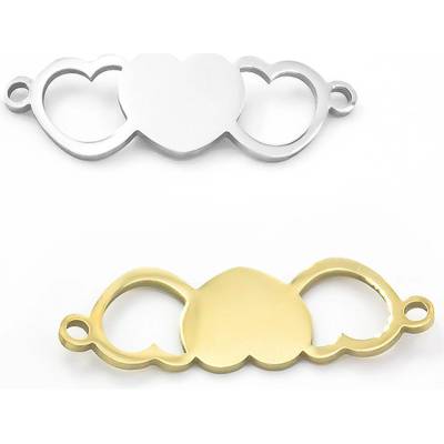 Leštěný ocelový Konektor srdce 28mm - 1ks - Light Gold RL