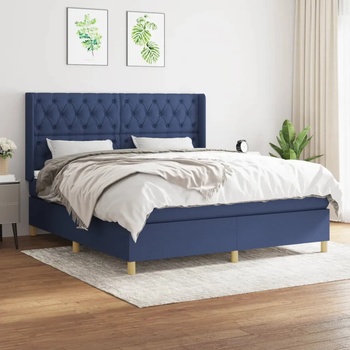 vidaXL Боксспринг легло с матрак, синьо, 160x200 см, плат (3132247)