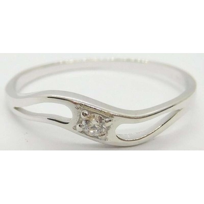 Klenoty Budín Zásnubní prsten z bílého zlata se zasazeným zirkonem 323041289