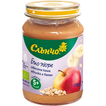 Слънчо био овесена каша с ябълка и банан - 190 г