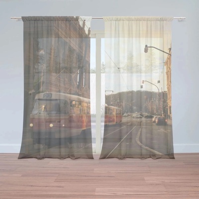 Sablio Záclony Električka v historickom meste: 2ks 150x250cm