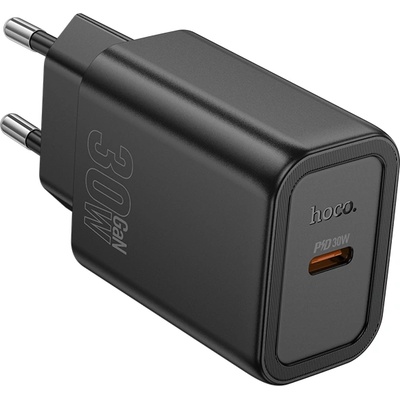 hoco. N62 Gentle еднопортово 30W USB-C зарядно устройство - черно