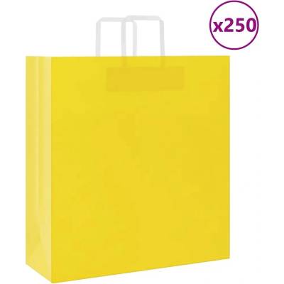 Papírové tašky 250 ks se žlutými uchy 45x17x48 cm