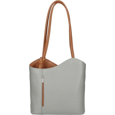 Made in Italy kožená kabelka na rameno/batoh 1260 šedá+koňak