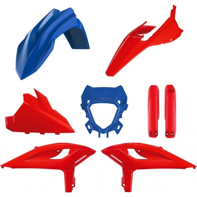 POLISPORT kompletní sada plastů (FULL KIT) BETA RR 2T/4T RACING 25-26; RR 2T/4T X-PRO 25-26 v sadě kryt světla (8399100004) a kryty tlumičů (8399100001) barva červená modrá