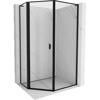 Mexen Mist L асиметрична петстенна душ кабина с врата 90 x 100 см, черна рамка, черна - 8A8L-090-100-70-70-L (8A8L-090-100-70-70-L)