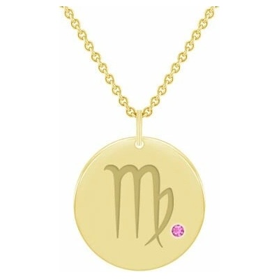 Eppi Zlatý přívěsek se znamením a růžovým safírem Panna P35367
