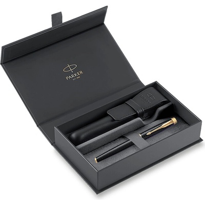 Parker 1502/3191647 IM Premium Black GT plniace pero darčeková súprava s koženým puzdrom