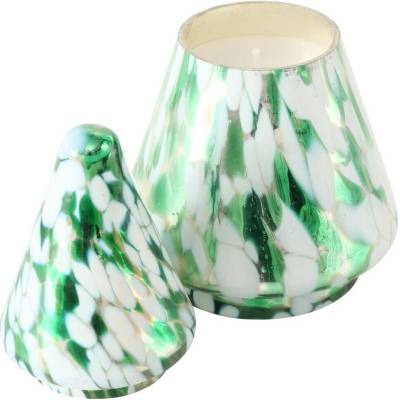 Boltze Home Skleněná svíčka ve tvaru vánočního stromku DOTTI, výš, 17,5 cm zelená