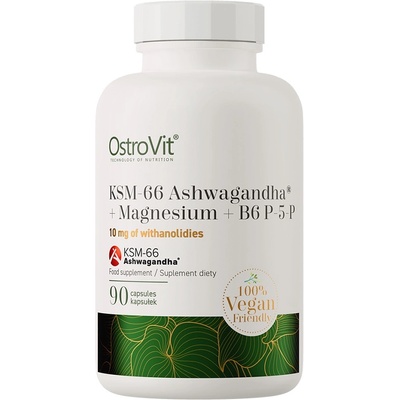 OstroVit KSM-66 Ashwagandha + Magnesium + B6 P-5-P, 90 Veg Capsules