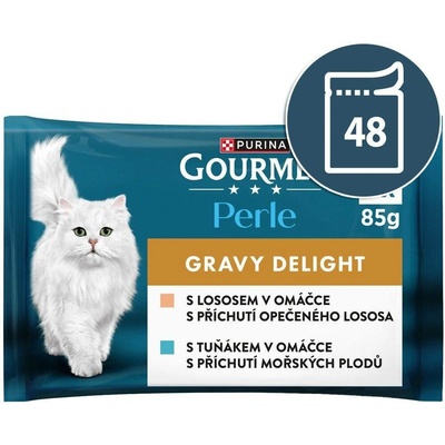 Gourmet Perle Gravy Delight losos tuňák v omáčce 48 x 85 g