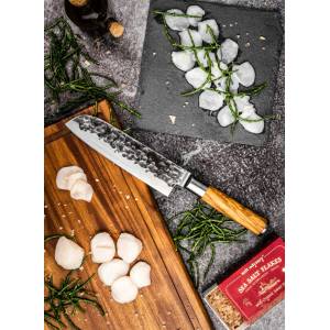 Forged Кухненски нож Forged - Ръчна изработка - японска стомана 440С - Холандия - Серия Olive - Santoku 18см