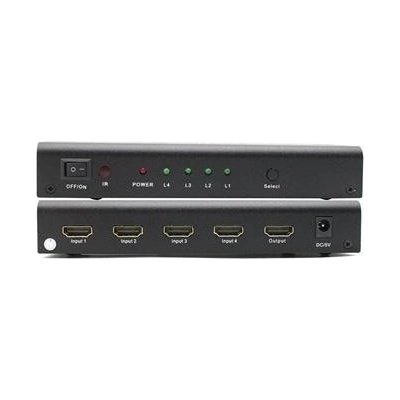 PremiumCord HDMI switch 4:1, kovový, dálkové ovl. KHSWIT41B