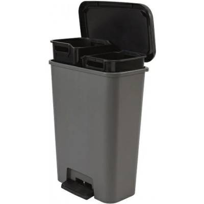 Keter waste bin with pedal 23+23l /dark grey/ black (249813)