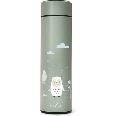 Nuvita Termoska s teplotným čidlom Sova Zelená 500 ml