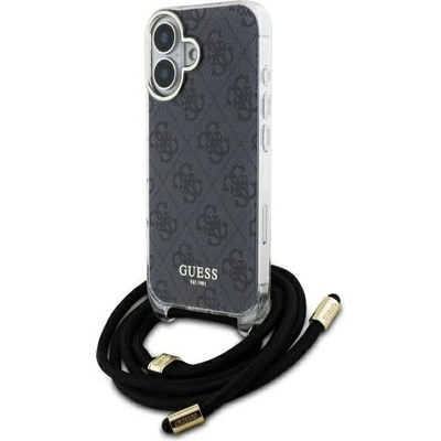 GUESS Калъф Guess Crossbody Cord 4G Print Case за iPhone 16 - черен (3666339345129)