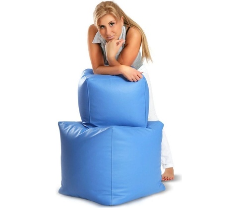Ecopuf Taburetka - CUBE - L ekokoža E10 - Modrá