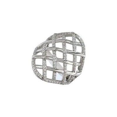 Infinitysilver Strieborný prsteň so zirkónmi mriežka ORT67855