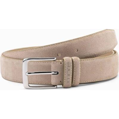 Ombre Unicolored men's belt in natural suede beige hnědá