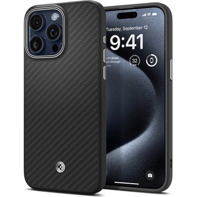 Spigen Enzo Aramid MagSafe Case - кевларен кейс с MagSafe за iPhone 15 Pro Max (черен)
