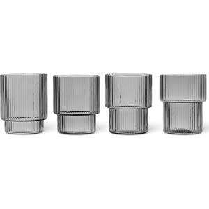 ferm LIVING Чаша за вода RIPPLE 200 ml, комплект от 4 бр. , сив, твърди LIVING (FERM100127112)