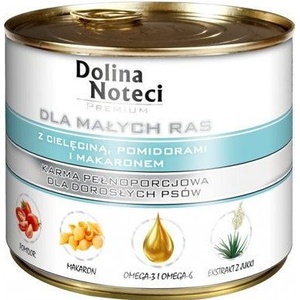 Dolina Noteci PREMIUM за малки породи с телешко, домати и макаронени изделия 12x185 г