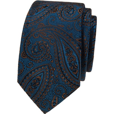 Avantgard Kravata Slim Lux 571-81445 modrá/hnědá