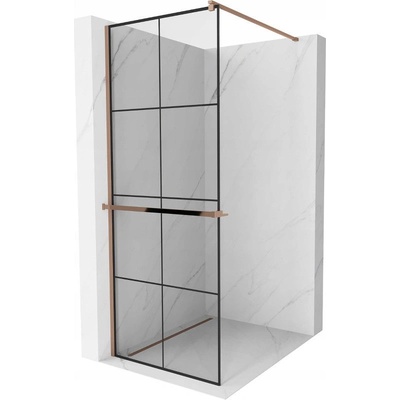 Mexen Kioto+ душ стена със рафт Walk-in 80 x 200 cm, черна решетка, розово злато - 800-080-121-60-77 (800-080-121-60-77)