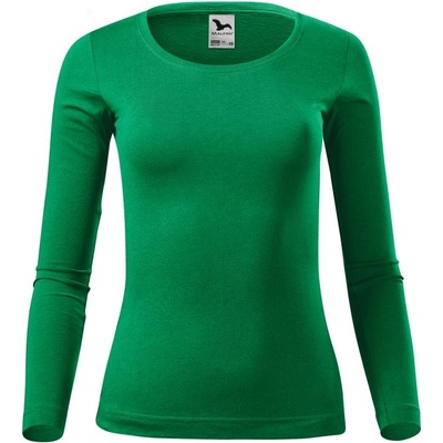 MALFINI Dámske tričko s dlhým rukávom Fit T Long Sleeve Stredne zelená