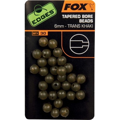 Fox Edges Korálky Tapered Bore Beads Trans Khaki 6mm 30ks
