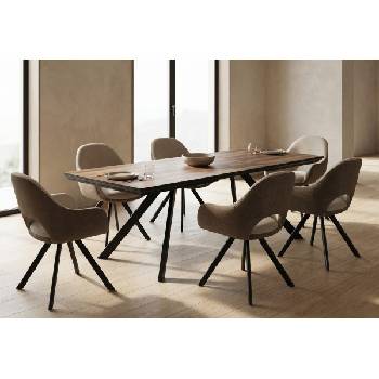 ЕВРОМАР Разтегателна трапезна маса corin орех / черна