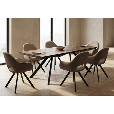 ЕВРОМАР Разтегателна трапезна маса corin орех / черна