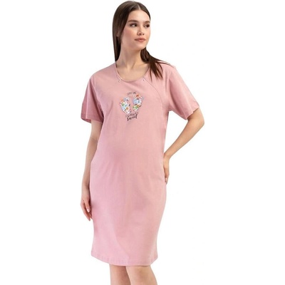 Макси нощница за кърмачки в цвят пудра с апликация