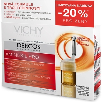 Vichy Dercos kúra proti vypadávání vlasů s patentovaným Aminexilem pro ženy 12 x 6 ml ampulí