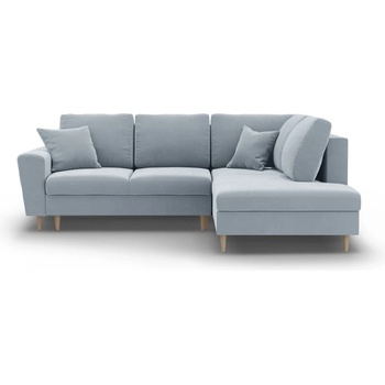 Cosmopolitan Design Светлосин кадифен разтегателен ъглов диван с място за съхранение (десен ъгъл/L форма) Kyoto - Cosmopolitan Design (COS_RCF_L_2_F2_KYOTO3)