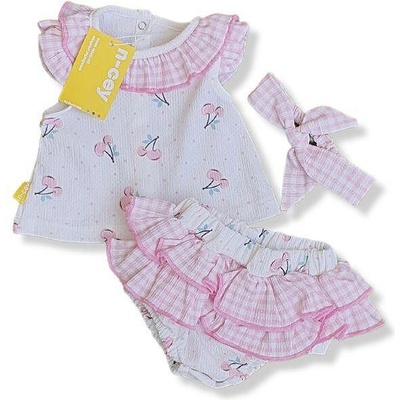 Myrat Baby Детски комплект черешки туника, гащички и лента за глава розово