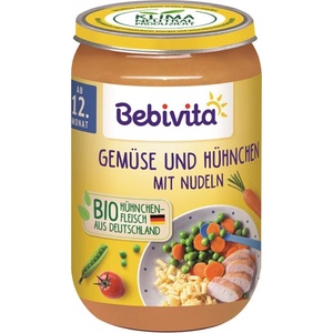 Bebivita Био Пюре Зеленчуци, спагети и пилешко месо 250 гр. - 12+ месеца