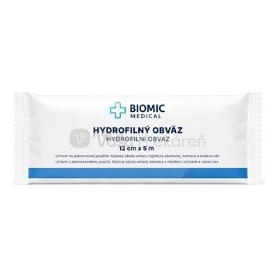Biomic Hydrofilný sterilný obväz (12 cm x 5 m) 1 ovínadlo
