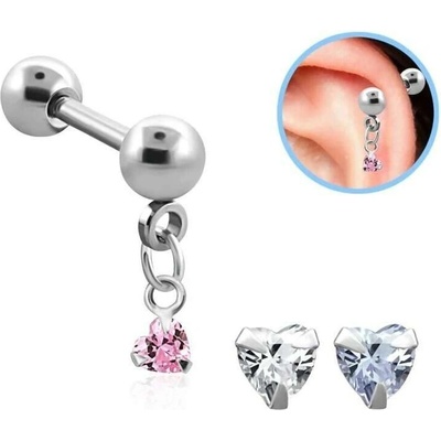InfinityPierce Piercing do ucha se srdíčkem a řetízkem BBERV6