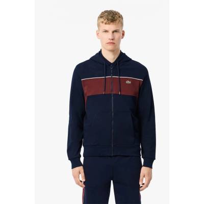 Lacoste Суичър Lacoste Zip-Up Colour-Block Hoodie - Navy Red